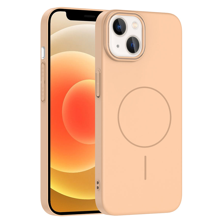 iPhone 14 Kılıf M-safe Şarj Özellikli Zore Ruby Sert Kılıf - Desert Titanyum