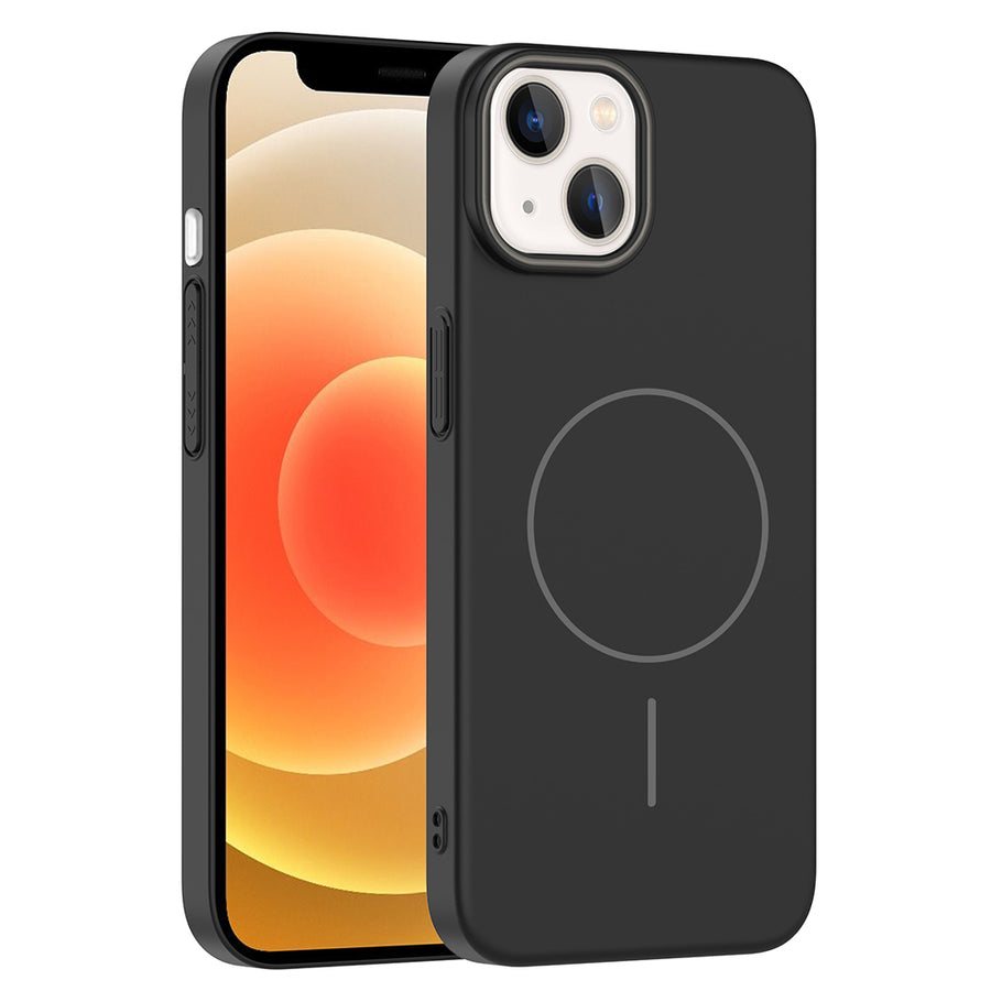 iPhone 14 Kılıf M-safe Şarj Özellikli Zore Ruby Sert Kılıf - Siyah