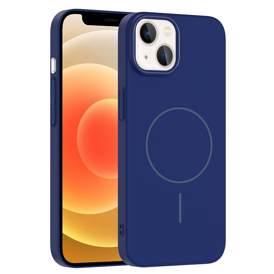 iPhone 14 Kılıf M-safe Şarj Özellikli Zore Ruby Sert Kılıf - Lacivert