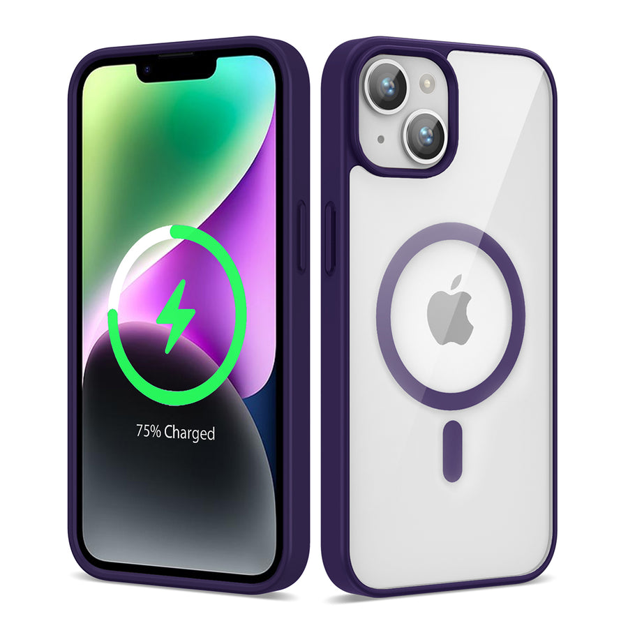 iPhone 14 Kılıf M-safe Wireless Şarj Özellikli Silikon Zore Ege Kılıf - Derin Mor