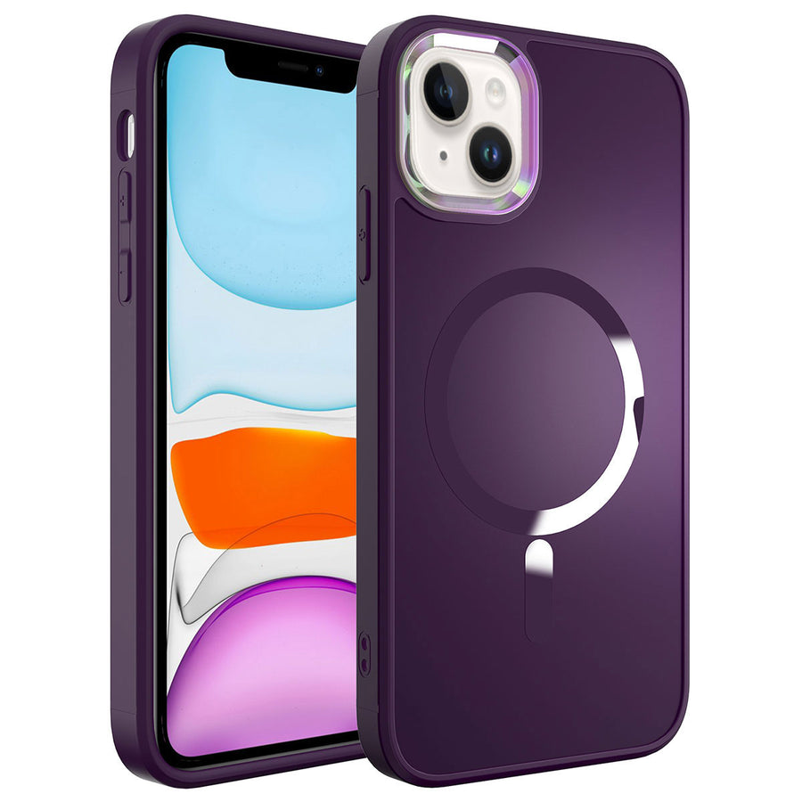 iPhone 14 Kılıf M-safe Wireless Şarj Özellikli Zore Stil Kılıf - Derin Mor