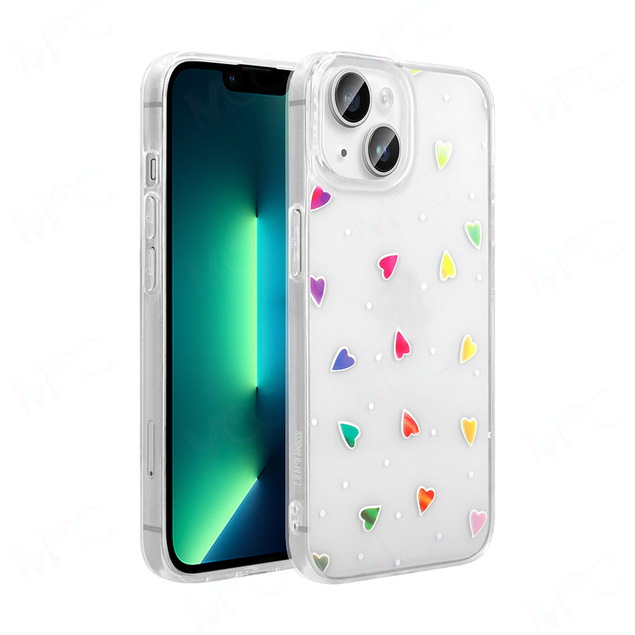 iPhone 14 Kılıf Şeffaf Figürlü Zore Folk Sert Kılıf - Kalp