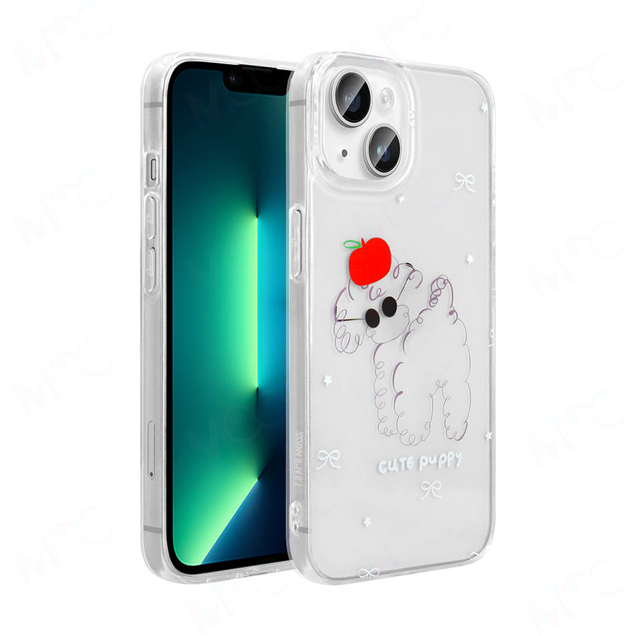 iPhone 14 Kılıf Şeffaf Figürlü Zore Folk Sert Kılıf - Sevimli Köpek