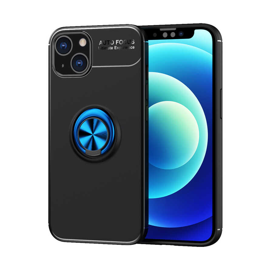 iPhone 14 Kılıf Zore Ravel Silikon Kılıf - Siyah-Mavi