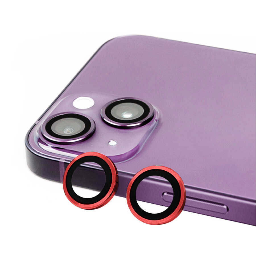 iPhone 14 Plus Zore CL-07 Kamera Lens Koruyucu - Kırmızı