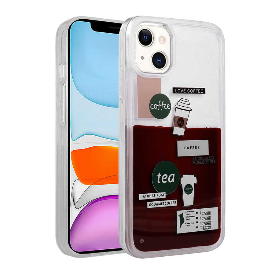 iPhone 14 Plus Kılıf Desenli Sıvılı Zore Drink Silikon Kılıf - NO2