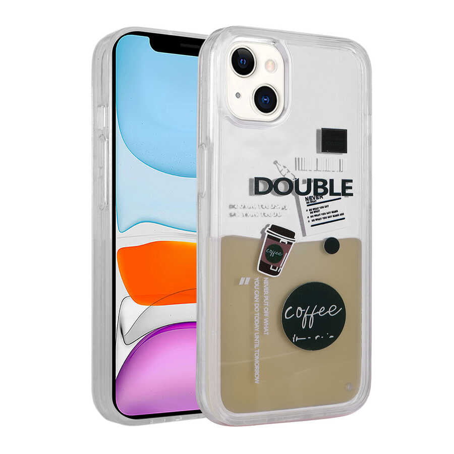 iPhone 14 Plus Kılıf Desenli Sıvılı Zore Drink Silikon Kılıf - NO3
