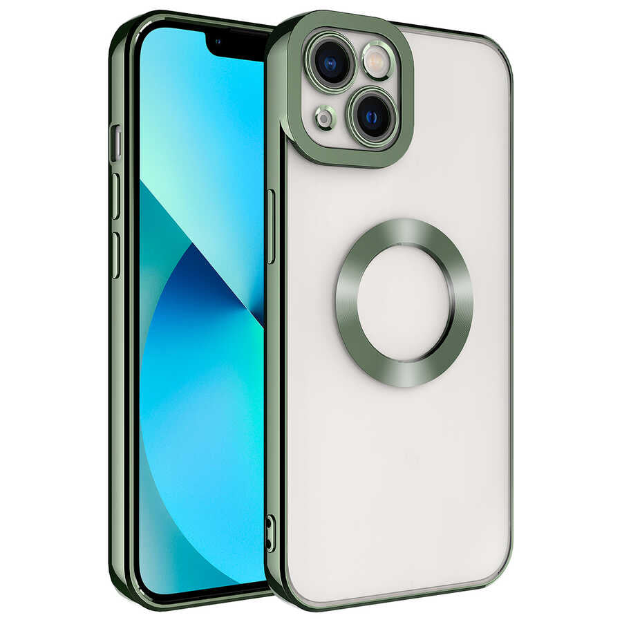 iPhone 14 Plus Kılıf Kamera Korumalı Logo Gösteren Zore Omega Kılıf - Yeşil