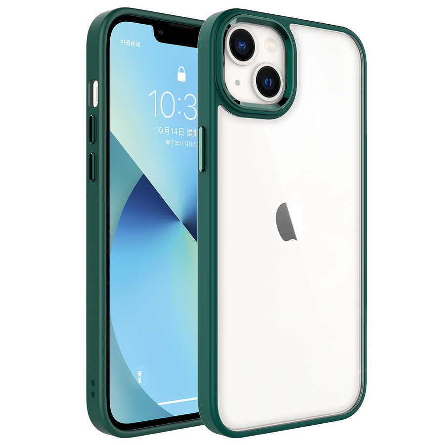 iPhone 14 Plus Kılıf Zore Krom Kılıf - Koyu Yeşil