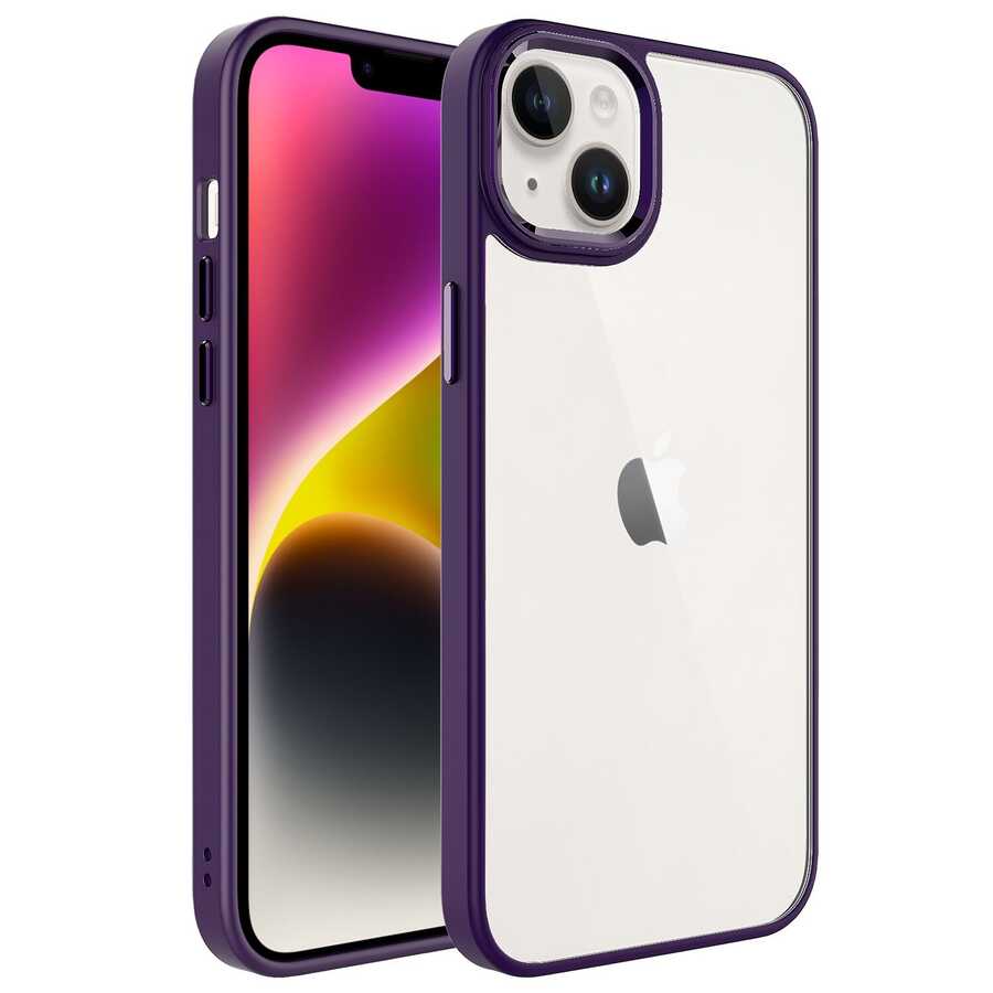 iPhone 14 Plus Kılıf Zore Krom Kılıf - Derin Mor