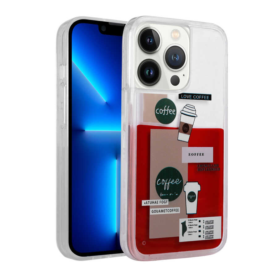 iPhone 14 Pro Kılıf Desenli Sıvılı Zore Drink Silikon Kılıf - NO1
