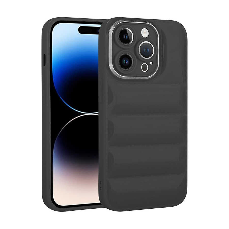 iPhone 14 Pro Kılıf Kamera Korumalı Parlak Airbag'li Zore Galya Kılıf - Siyah