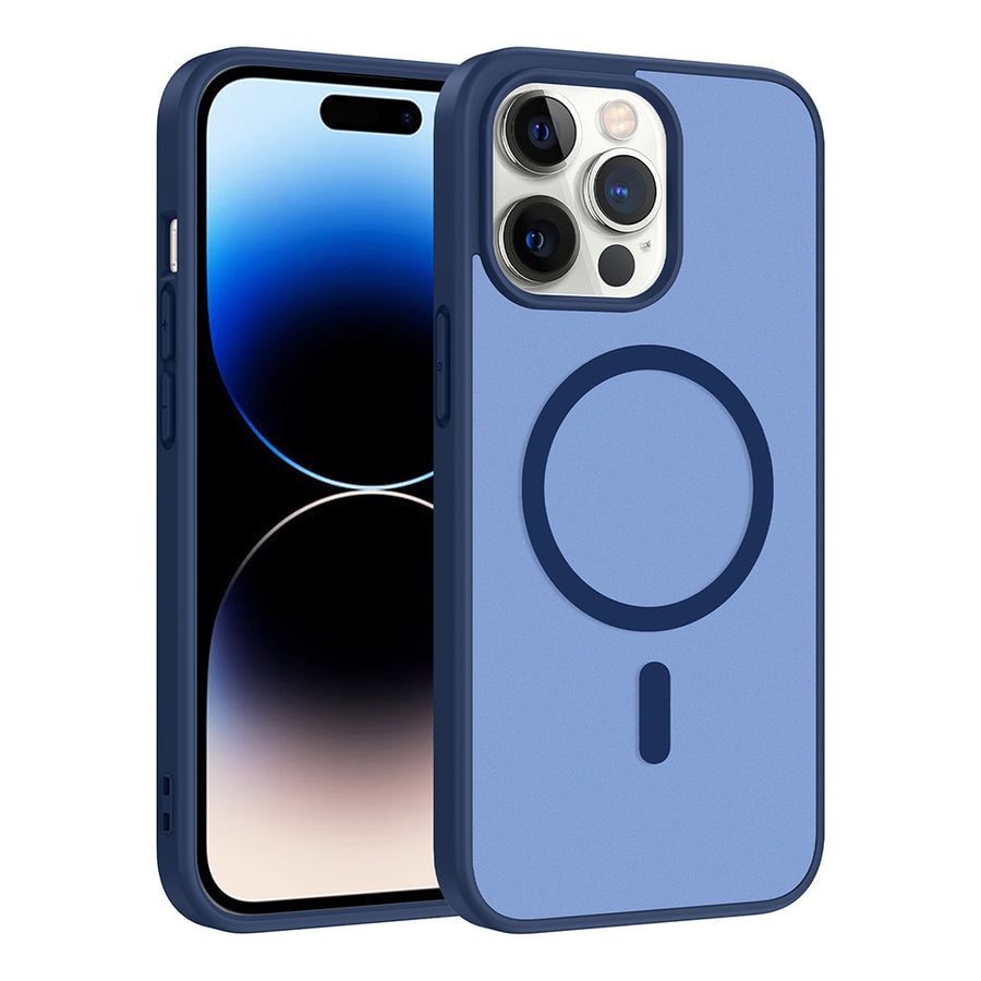 iPhone 14 Pro Kılıf M-safe Şarj Özellikli Zore Babet Kılıf - Mavi