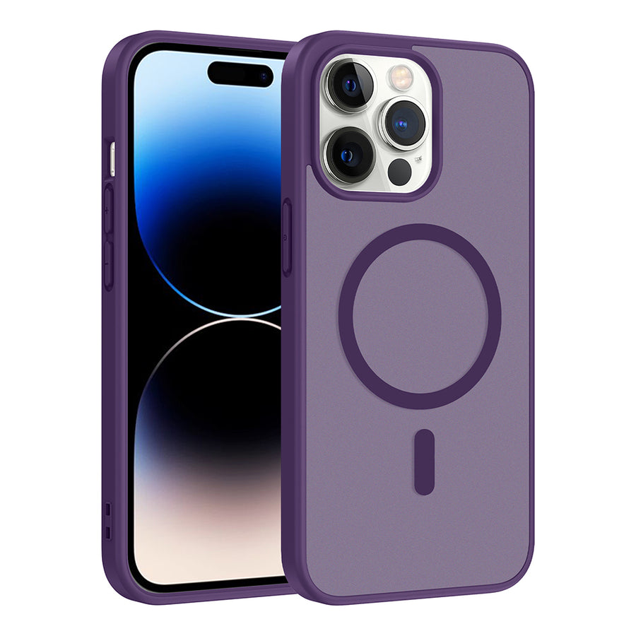 iPhone 14 Pro Kılıf M-safe Şarj Özellikli Zore Babet Kılıf - Derin Mor