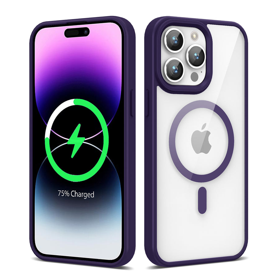 iPhone 14 Pro Kılıf M-safe Wireless Şarj Özellikli Silikon Zore Ege Kılıf - Derin Mor
