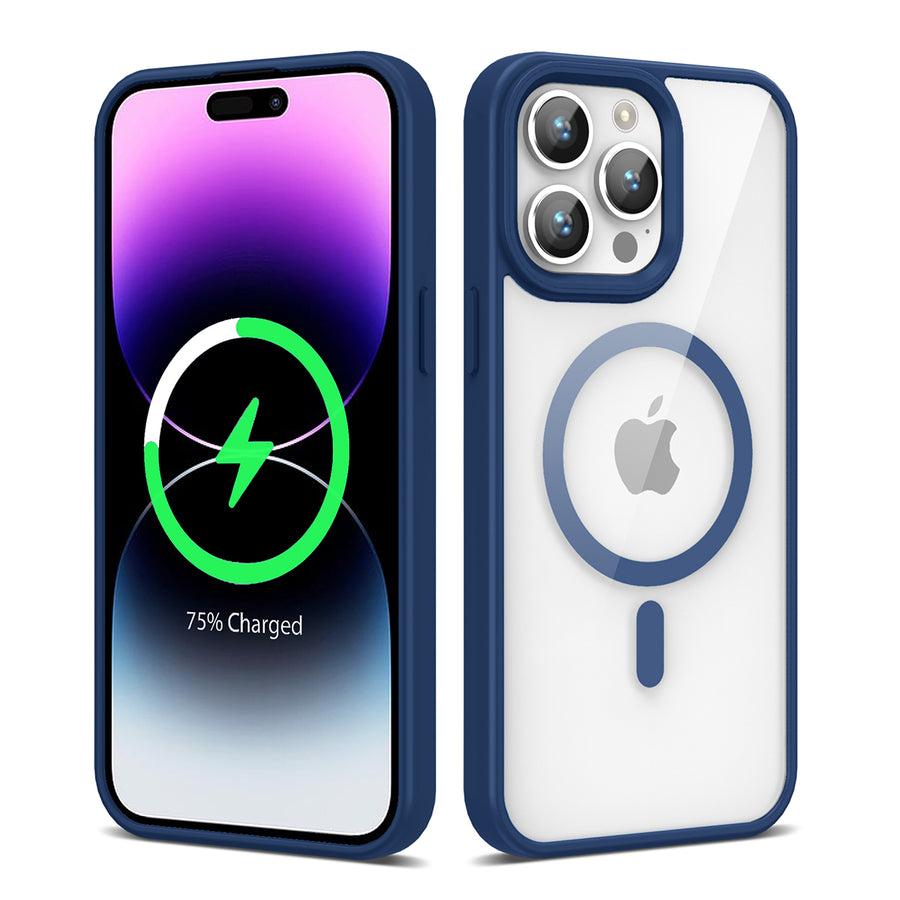 iPhone 14 Pro Kılıf M-safe Wireless Şarj Özellikli Silikon Zore Ege Kılıf - Lacivert