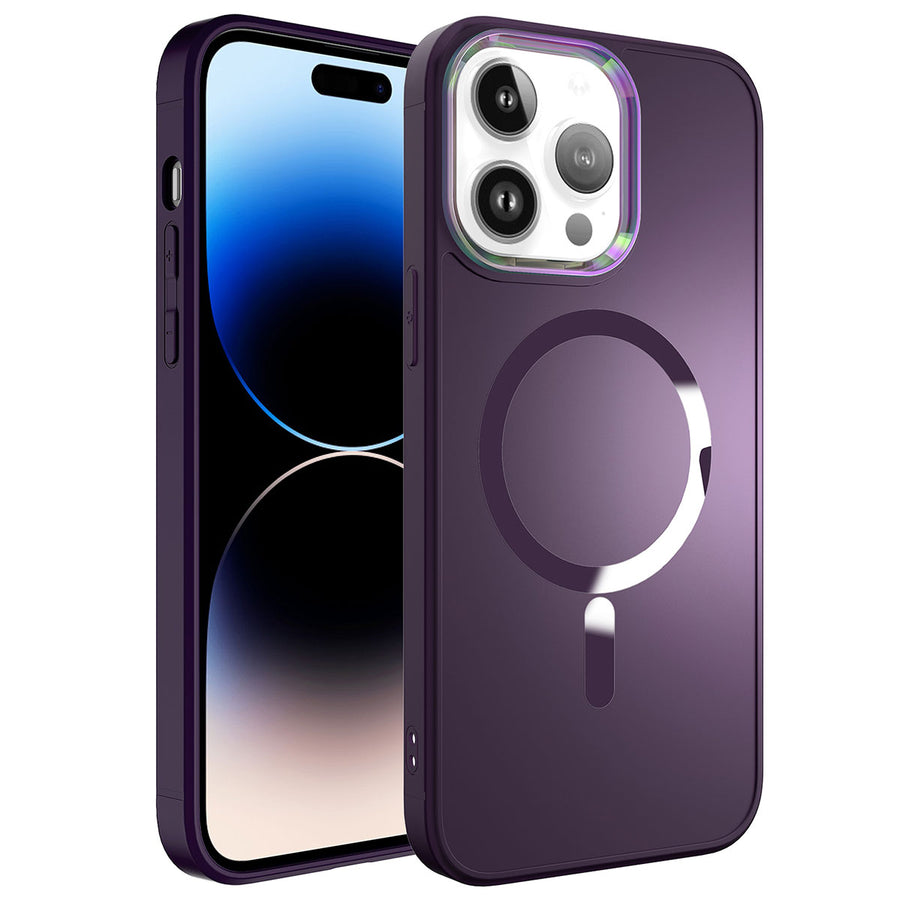 iPhone 14 Pro Kılıf M-safe Wireless Şarj Özellikli Zore Stil Kılıf - Derin Mor