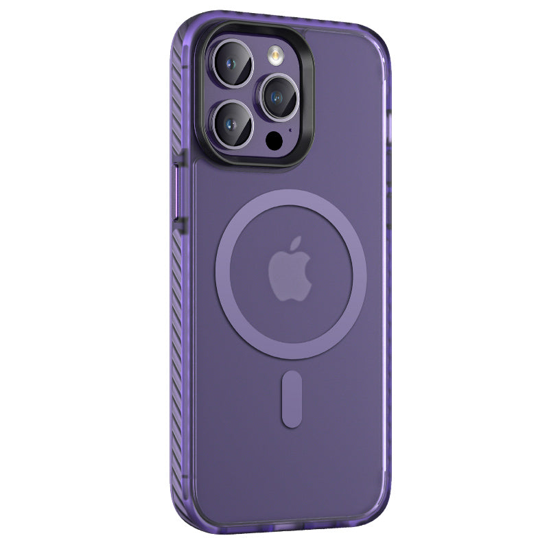 iPhone 14 Pro Kılıf Mat Arka Yüzey Wireless Şarj Özellikli Zore Locik Kılıf - Derin Mor