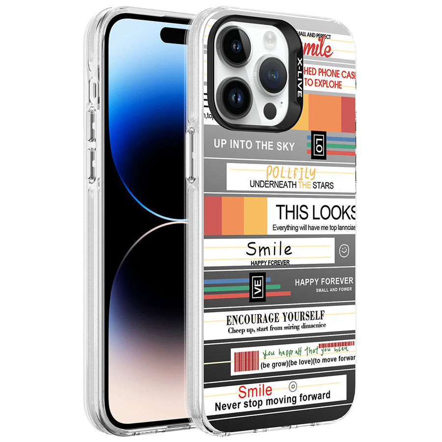 iPhone 14 Pro Max Kılıf Desenli Zore Silver Sert Kılıf - Mottolar