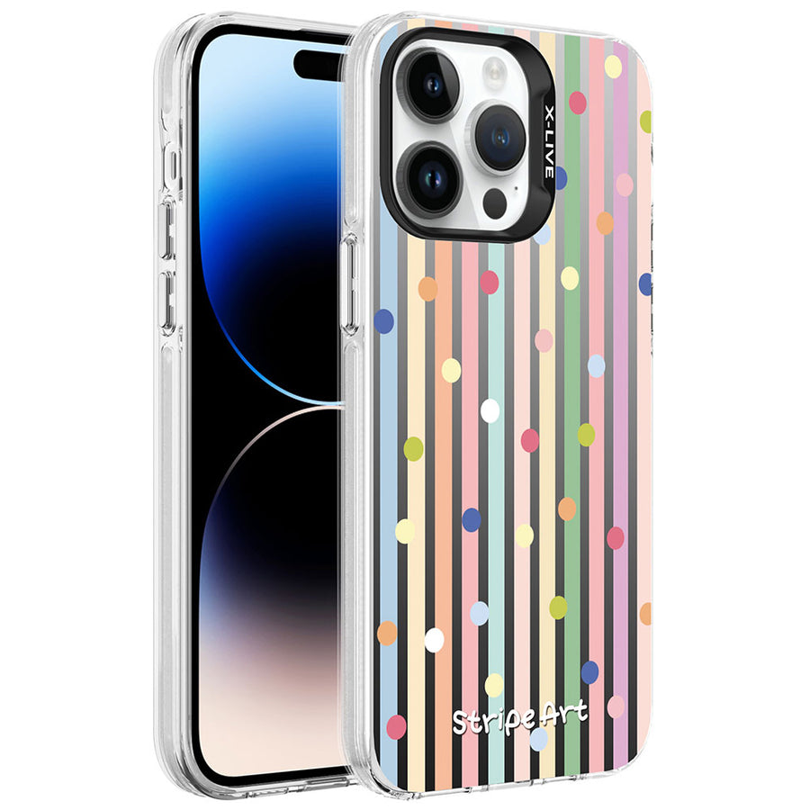 iPhone 14 Pro Max Kılıf Desenli Zore Silver Sert Kılıf - Noktalar