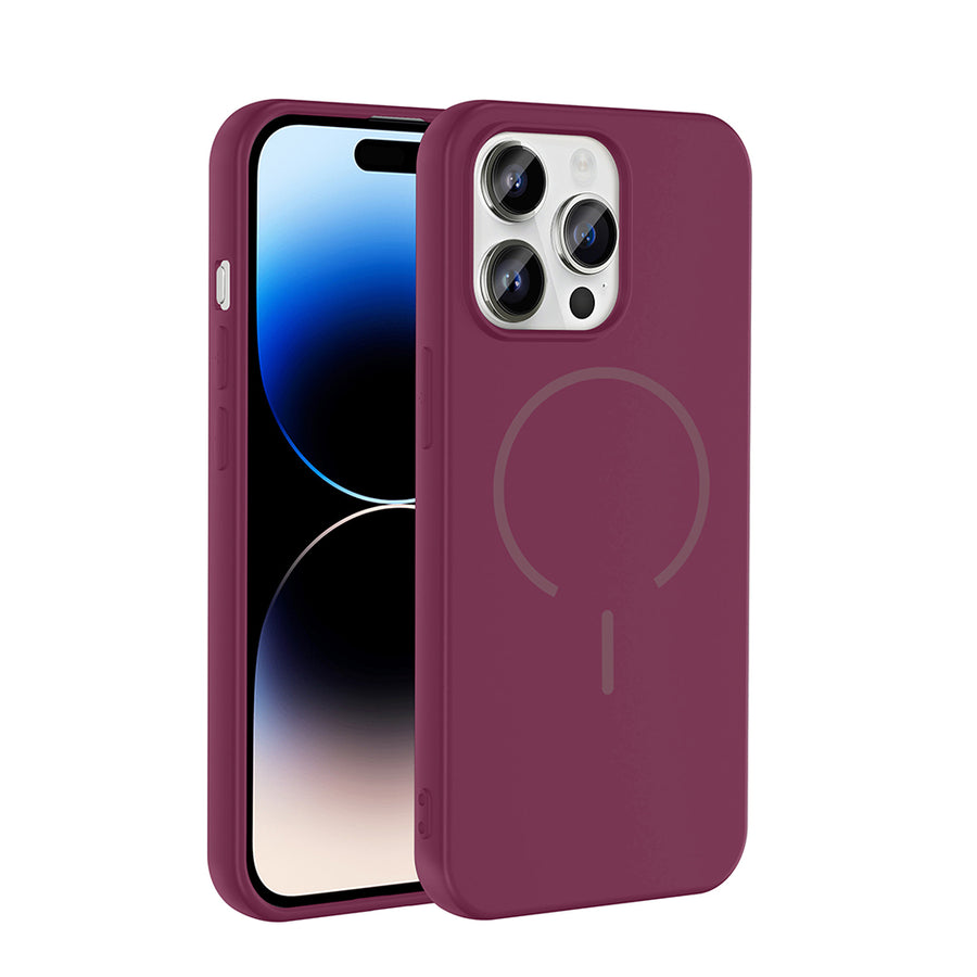 iPhone 14 Pro Max Kılıf M-safe Şarj Özellikli Zore Meta Kılıf - Mürdüm