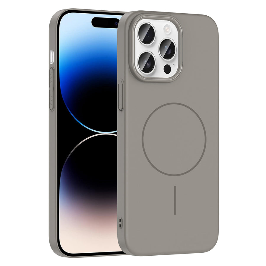iPhone 14 Pro Max Kılıf M-safe Şarj Özellikli Zore Ruby Sert Kılıf - Gri