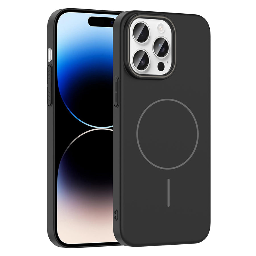 iPhone 14 Pro Max Kılıf M-safe Şarj Özellikli Zore Ruby Sert Kılıf - Siyah