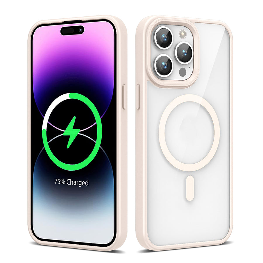 iPhone 14 Pro Max Kılıf M-safe Wireless Şarj Özellikli Silikon Zore Ege Kılıf - Pembe