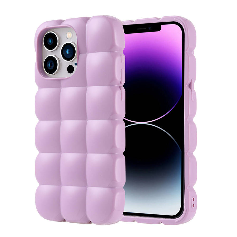 iPhone 14 Pro Max Kılıf Parlak Esnek Silikon Zore Dom Dom Kılıf - Lila