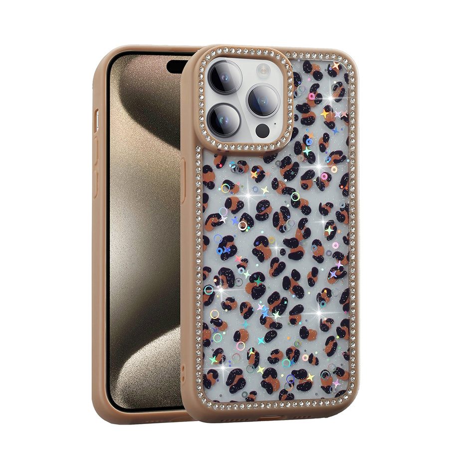 iPhone 14 Pro Max Kılıf Taşlı ve Simli Tasarım Zore Azra Kılıf - Gold