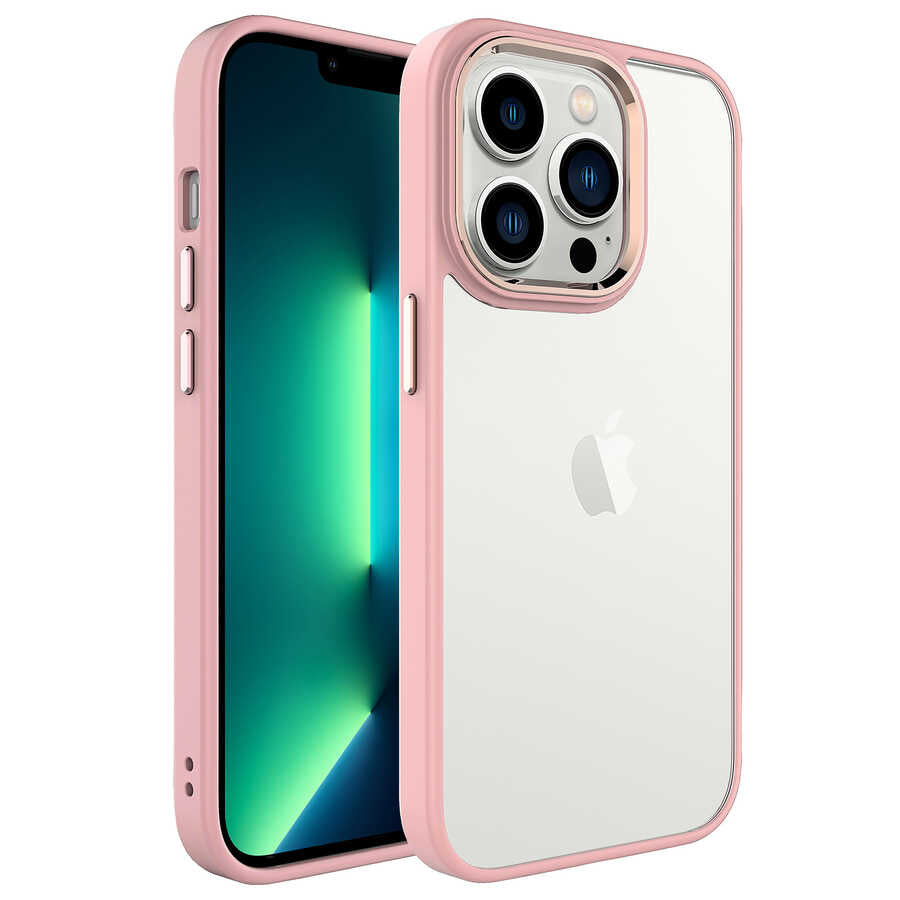iPhone 14 Pro Max Kılıf Zore Krom Kılıf - Pembe Açık