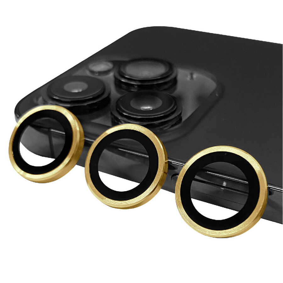 iPhone 14 Pro Max Zore CL-07 Kamera Lens Koruyucu - Gold
