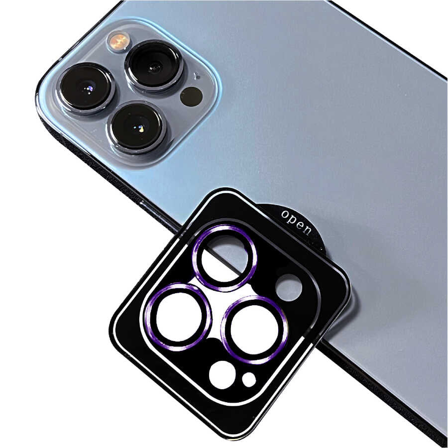 iPhone 14 Pro Max Zore CL-09 Kamera Lens Koruyucu - Koyu Mor