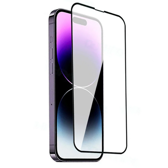 iPhone 14 Pro Max Zore Darbeye Dayanıklı Anti Statik Temperli Cam Ekran Koruyucu - Siyah