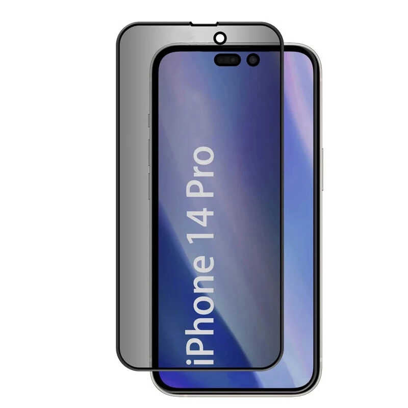 iPhone 14 Pro Zore Kor Privacy Cam Ekran Koruyucu - Siyah