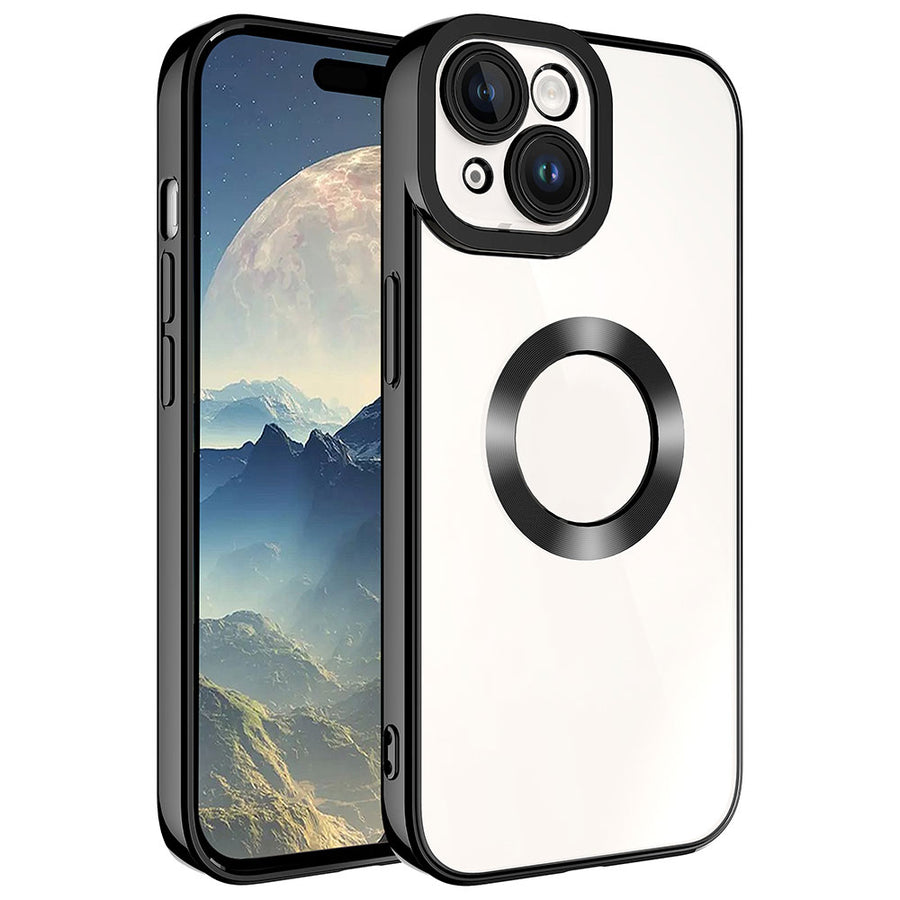 iPhone 15 Kılıf Kamera Korumalı Logo Gösteren Zore Omega Kılıf - Siyah