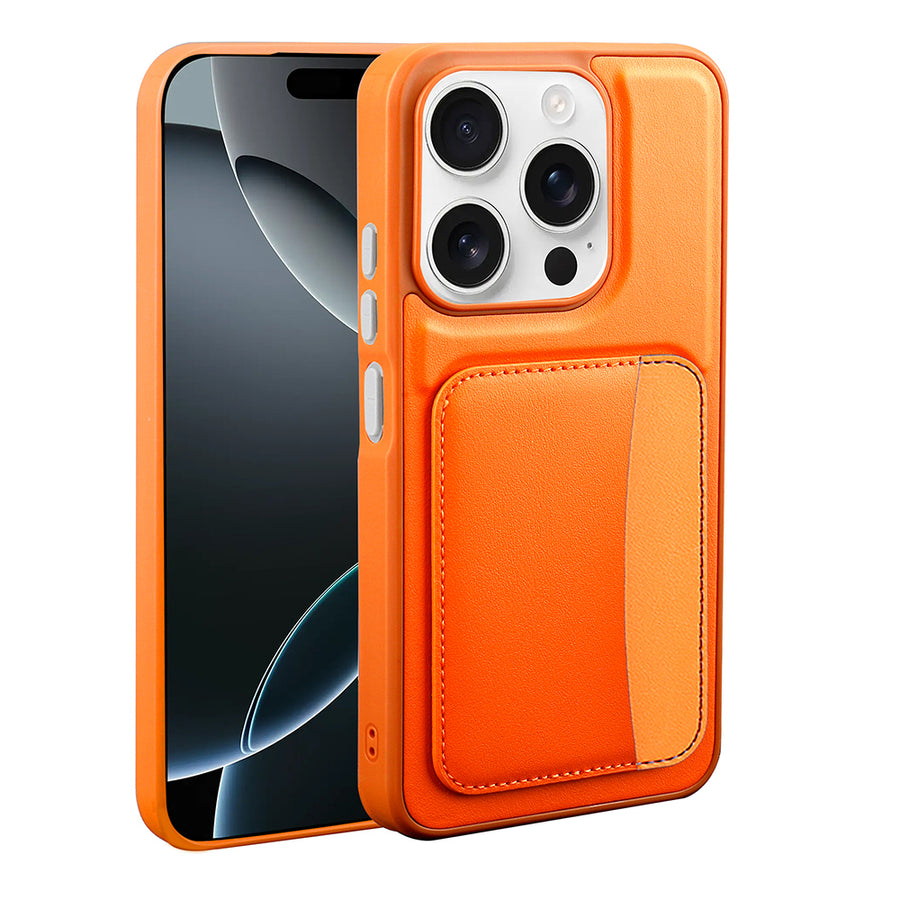 iPhone 15 Kılıf Kartlıklı Zore X-Kart Silikon Kılıf - Turuncu
