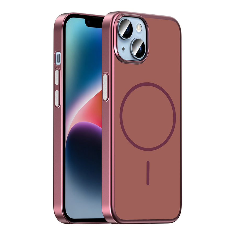 iPhone 15 Kılıf M-Safe Şarj Özellikli Zore Lora PC Kılıf - Mürdüm