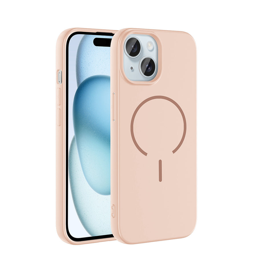 iPhone 15 Kılıf M-safe Şarj Özellikli Zore Meta Kılıf - Rose Pembe