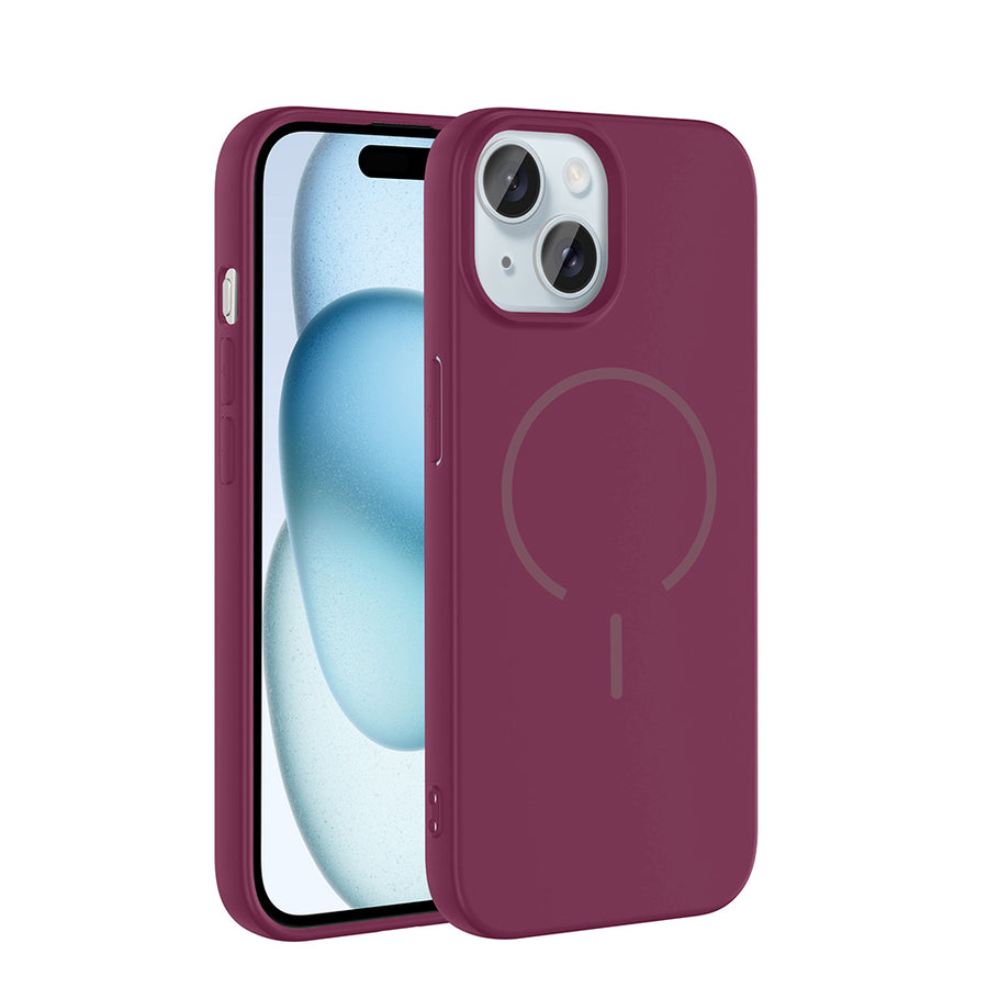 iPhone 15 Kılıf M-safe Şarj Özellikli Zore Meta Kılıf - Mürdüm
