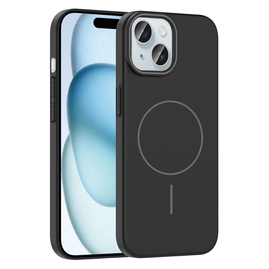 iPhone 15 Kılıf M-safe Şarj Özellikli Zore Ruby Sert Kılıf - Siyah