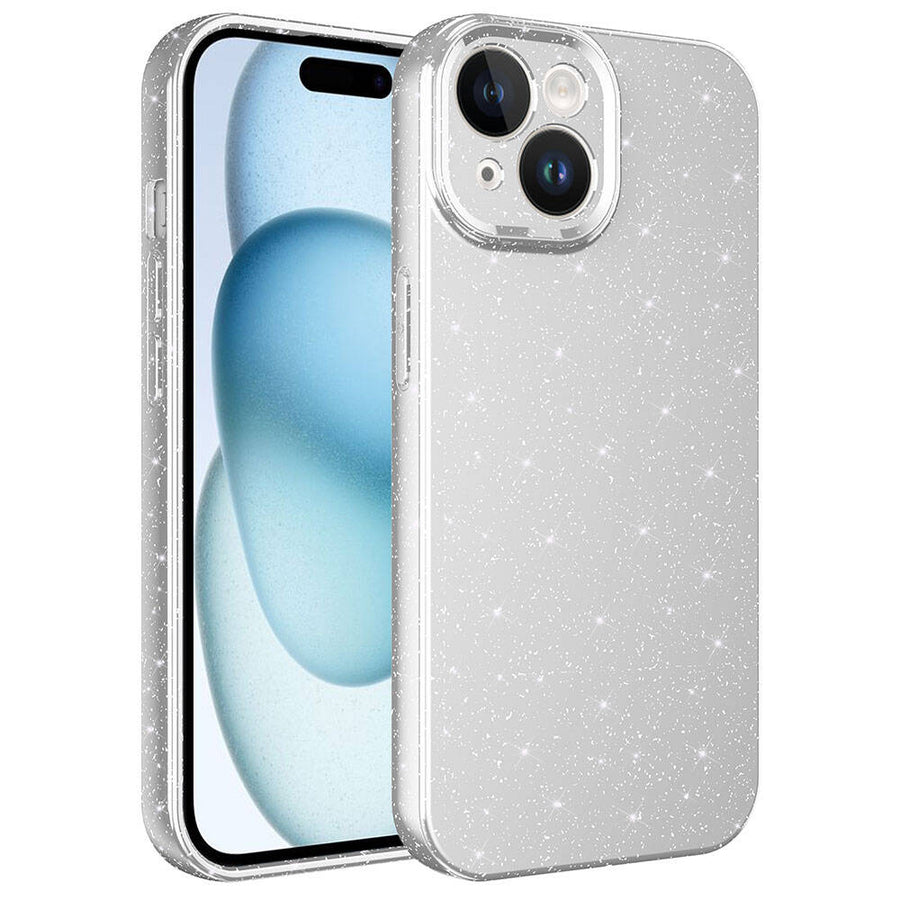 iPhone 15 Plus Kılıf Kamera Korumalı Simli Lüks Zore Koton Kılıf - Gümüş