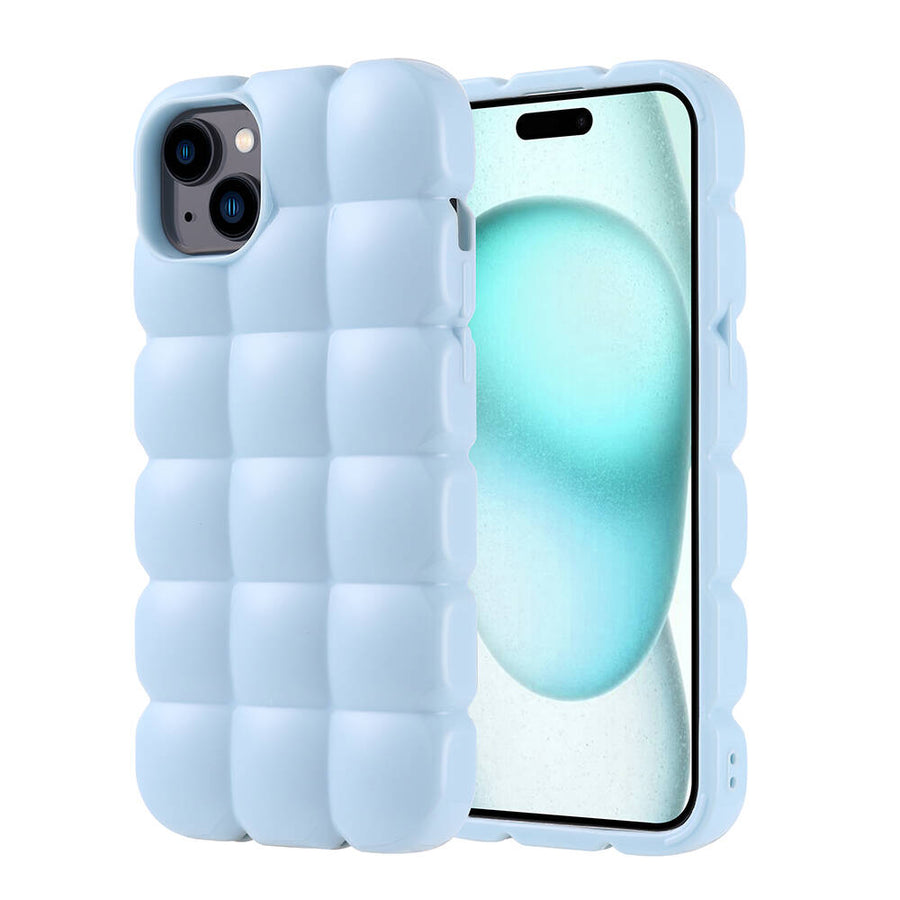 iPhone 15 Plus Kılıf Parlak Esnek Silikon Zore Dom Dom Kılıf - Mavi