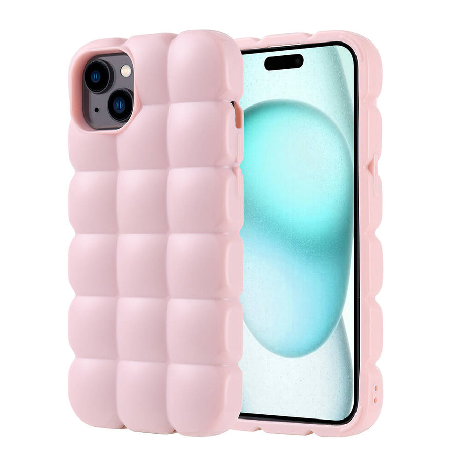 iPhone 15 Plus Kılıf Parlak Esnek Silikon Zore Dom Dom Kılıf - Pembe