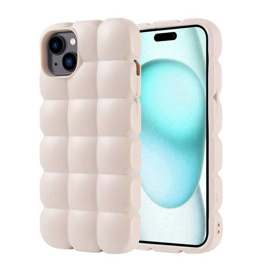 iPhone 15 Plus Kılıf Parlak Esnek Silikon Zore Dom Dom Kılıf - Beyaz