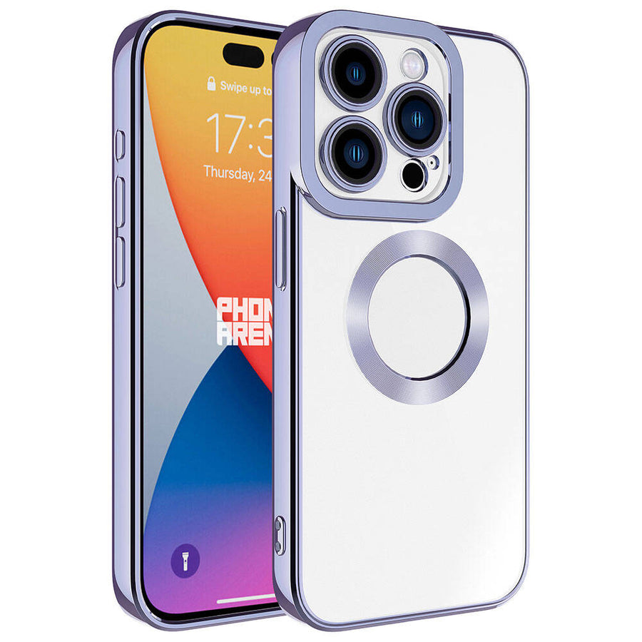 iPhone 15 Pro Kılıf Kamera Korumalı Logo Gösteren Zore Omega Kılıf - Lila