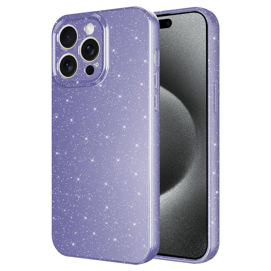 iPhone 15 Pro Kılıf Kamera Korumalı Simli Lüks Zore Koton Kılıf - Mor