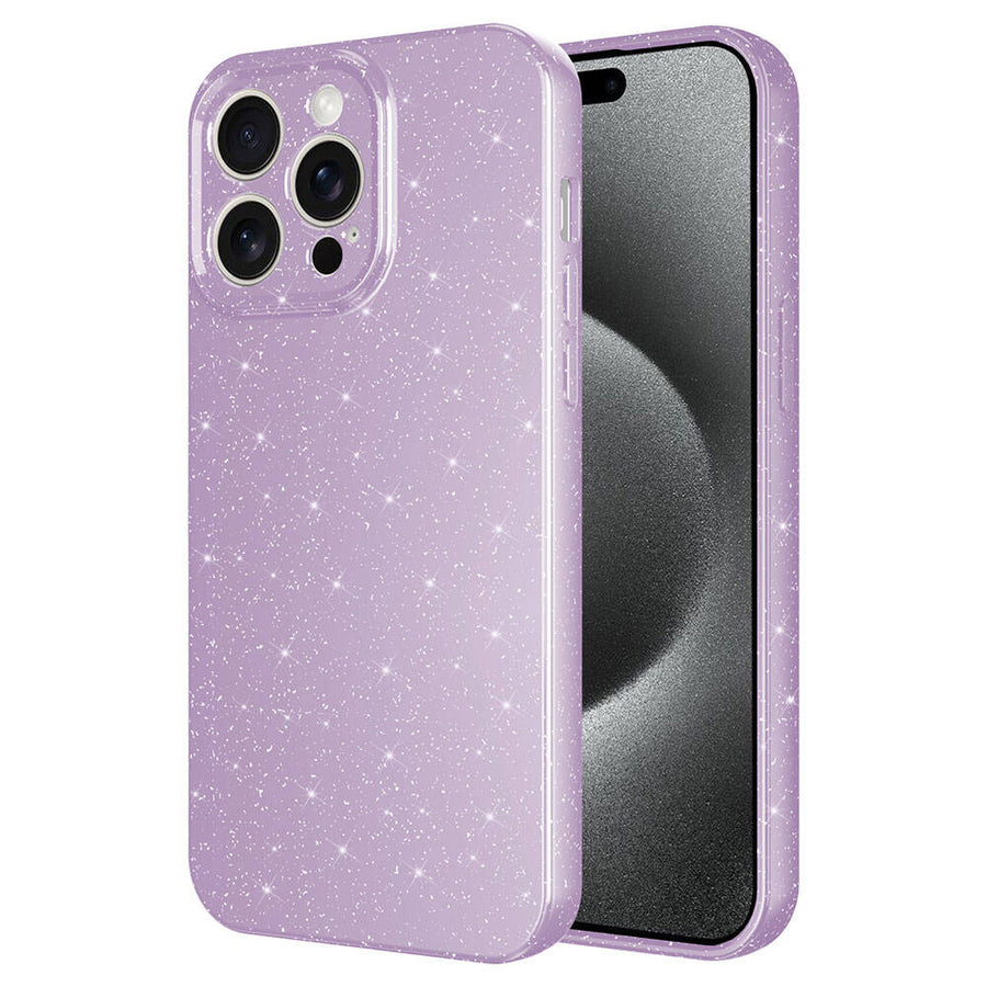 iPhone 15 Pro Kılıf Kamera Korumalı Simli Lüks Zore Koton Kılıf - Lila