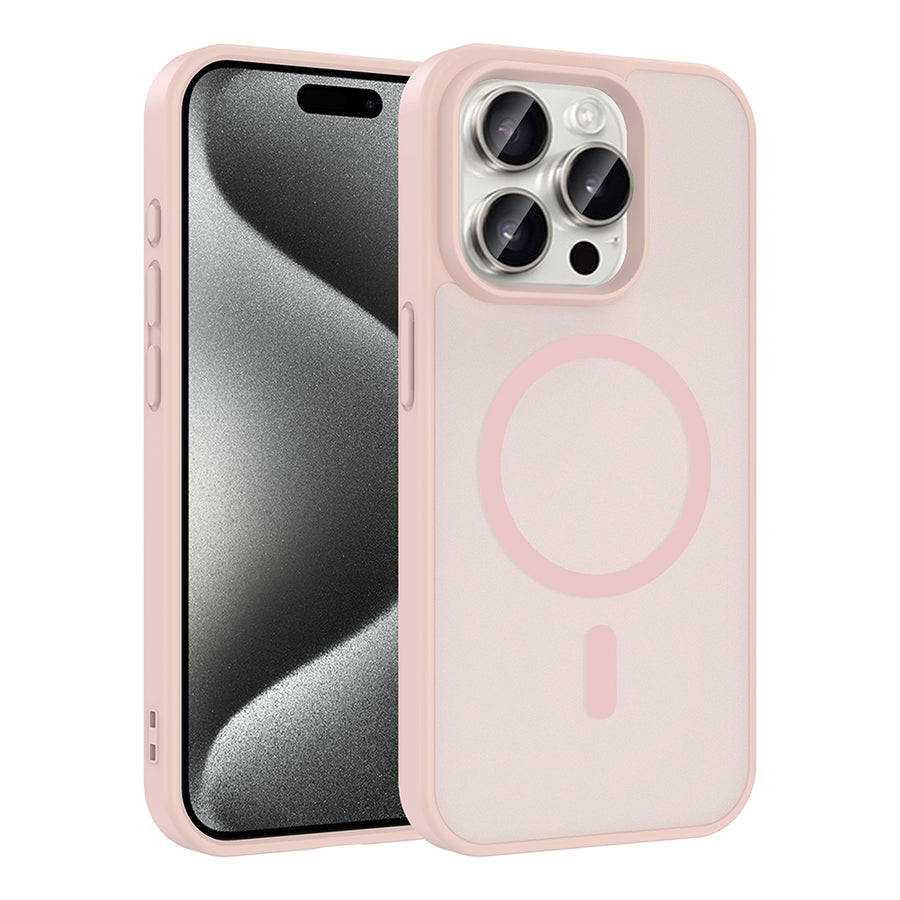 iPhone 15 Pro Kılıf M-safe Şarj Özellikli Zore Babet Kılıf - Pembe