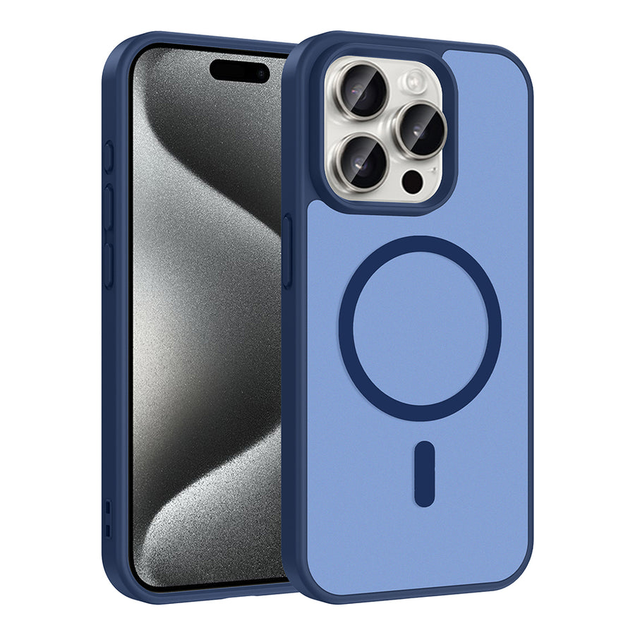 iPhone 15 Pro Kılıf M-safe Şarj Özellikli Zore Babet Kılıf - Mavi